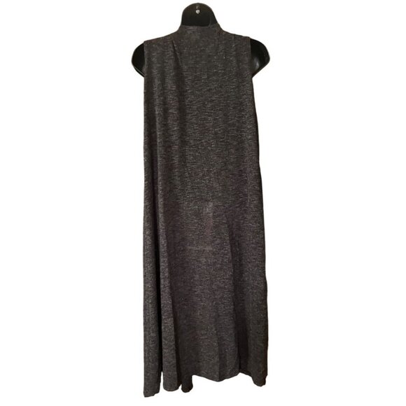 Lu La Roe women's darker gray heathered duster, open -front, sleeveless. - Picture 4 of 6